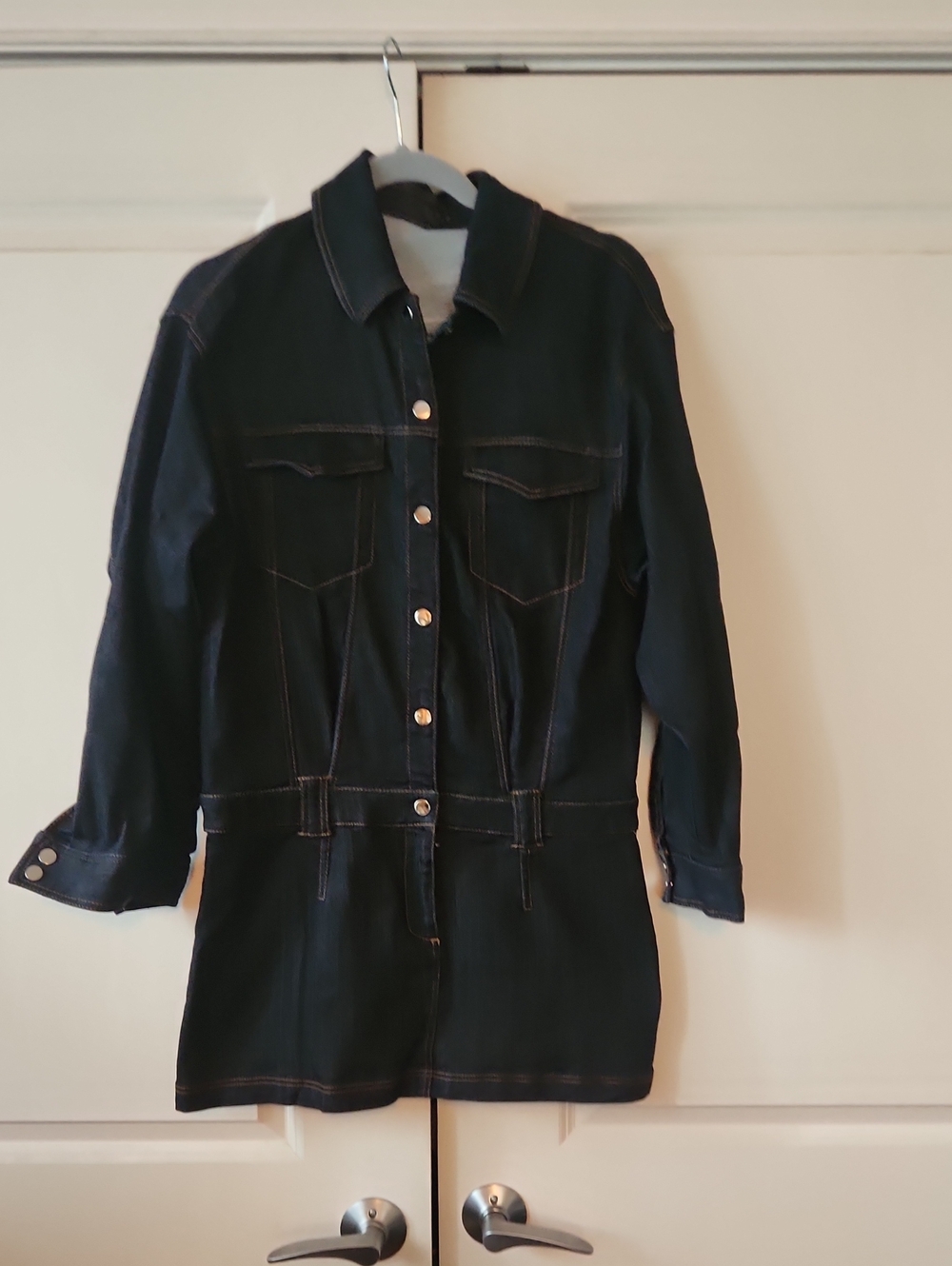 Zara Dark Denim Button-Front Women's Jacket